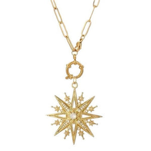 1Love 2Hugs 3Kisses Star Necklace Zirconia Gold