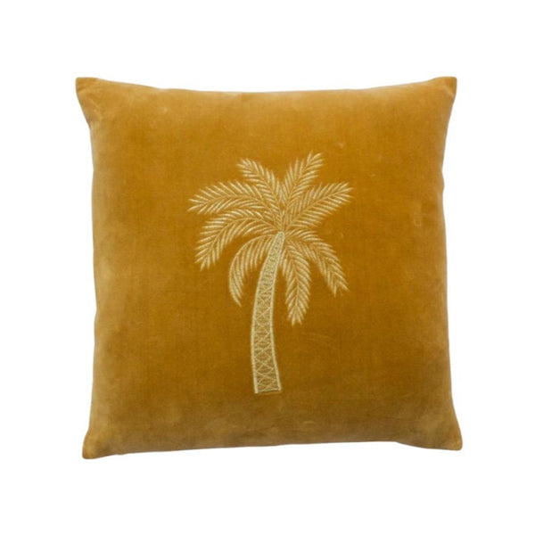 A-La Velvet Cushion Palmtree Yellow