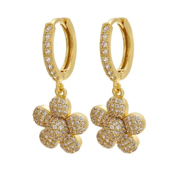 1Love 2Hugs 3Kisses Flower Earrings Gold