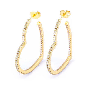 Heart Hoop Earrings Zirconia Gold