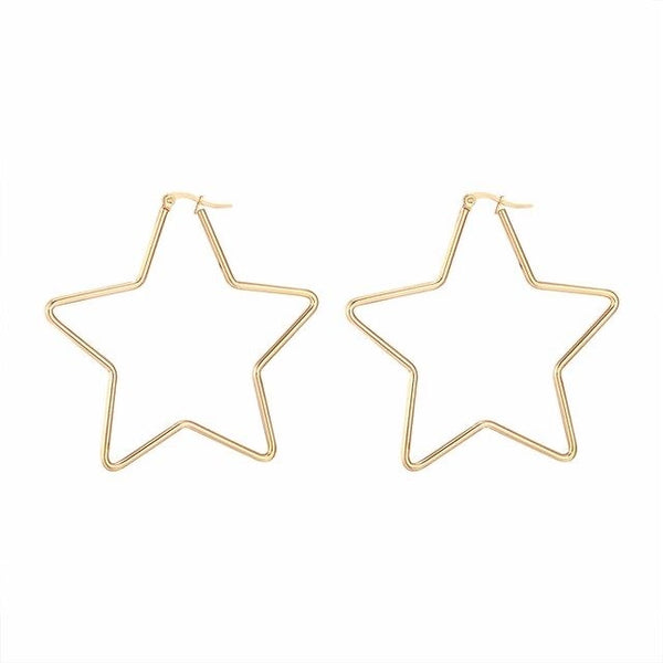 1Love 2Hugs 3Kisses Star Hoop Earrings Gold