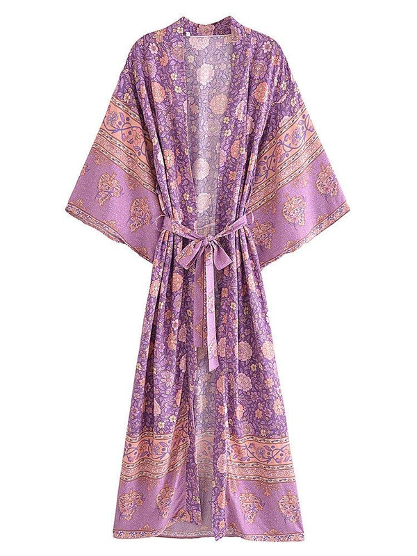  1love2hugs3kisses Long Kimono Purple Floral