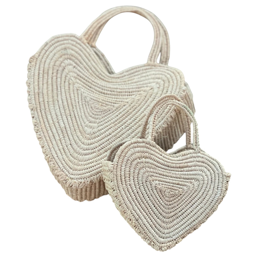 Amabea Heart Raffia Bag - Natural