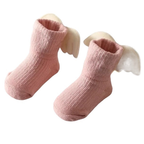 1Love 2Hugs 3Kisses Angel Wings Baby Anti Slip Socks Pink