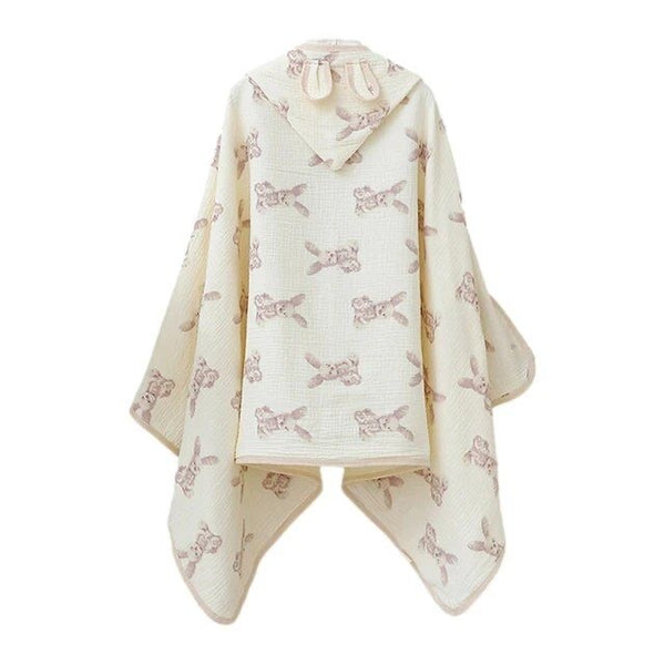 1Love 2Hugs 3Kisses Baby Hooded Muslin Bath Towel Sitting Bunny