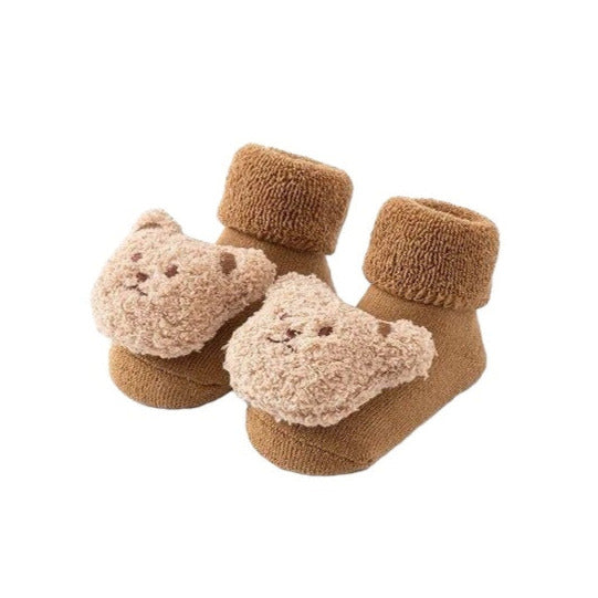 1Love 2Hugs 3Kisses Bear Baby Anti Slip Socks Coffee