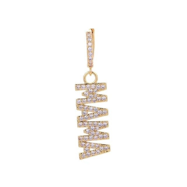 1Love 2Hugs 3Kisses Mama pair of Earrings Zirconia Gold