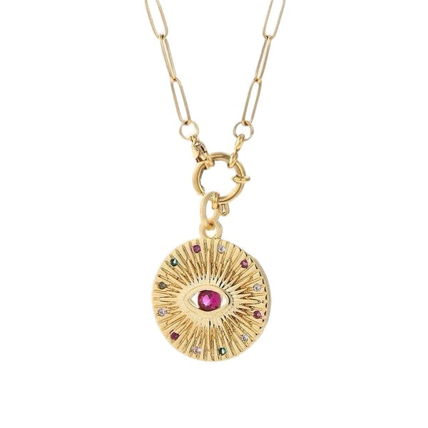 1Love 2Hugs 3Kisses Moon Star Necklace Zirconia Gold