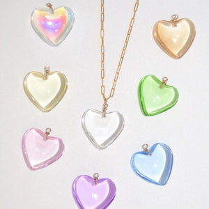 1Love 2Hugs 3Kisses Puffy Heart Necklace Rainbow