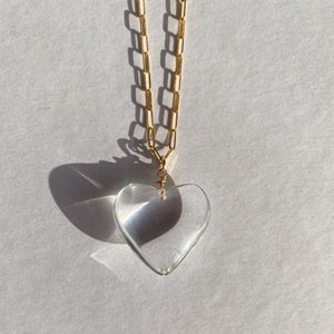1Love 2Hugs 3Kisses Puffy Heart Necklace Transparant