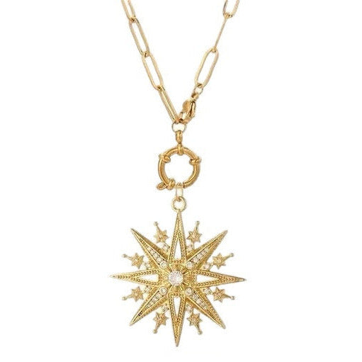 1Love 2Hugs 3Kisses Star Necklace Zirconia Gold