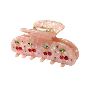1Love 2Hugs 3Kisses Hairclip Diamond Cherry Pink