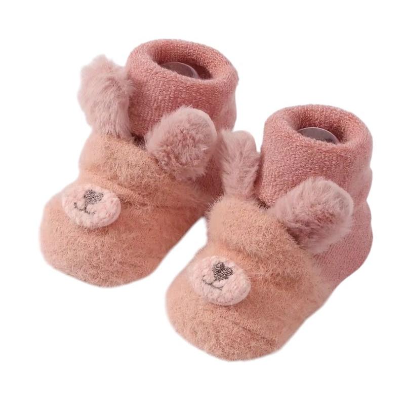 1Love 2Hugs 3Kisses Plush Bunny Baby Anti Slip Socks Pink
