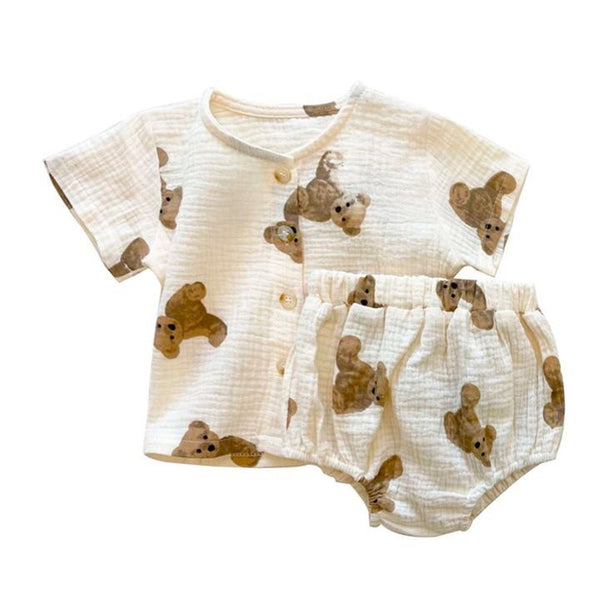 1love2hugs3kisses Baby Bear Two Piece Muslin Set