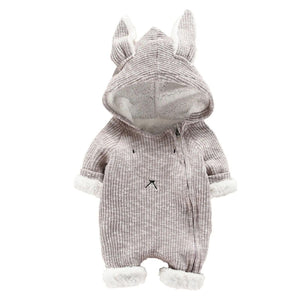 1love2hugs3kisses Baby Bunny Teddy Jumpsuit Light Grey