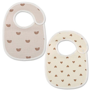 1love2hugs3kisses Baby Heart-Rainbow 2pack Muslin Bib