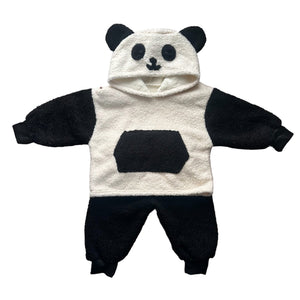 1love2hugs3kisses Baby Panda Fleece Hooded Sweater + Pants Black