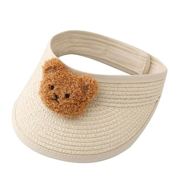 1love2hugs3kisses Bear Baby Straw Visor Cream