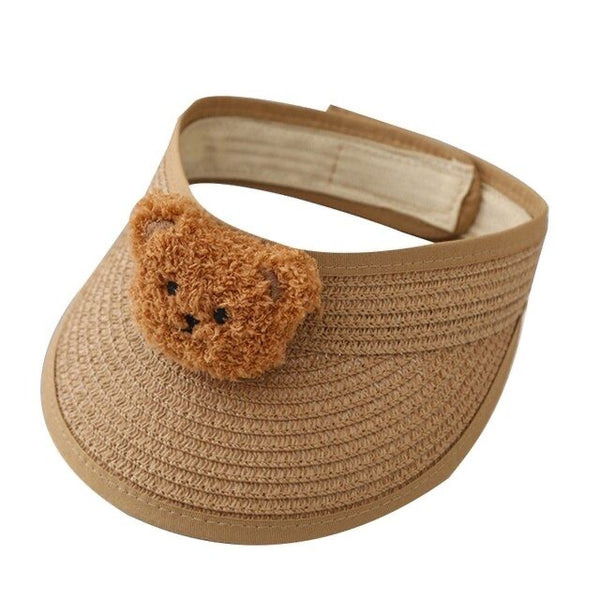 1love2hugs3kisses Bear Baby Straw Visor Khaki