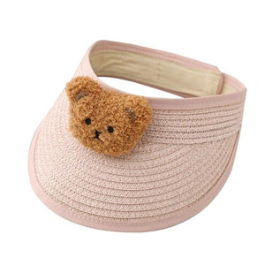 1love2hugs3kisses Bear Baby Straw Visor Pink