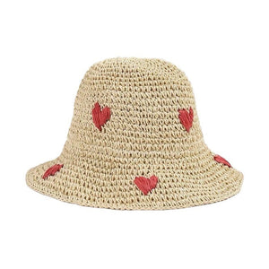 1love2hugs3kisses Bucket Crochet Hat Love Heart Cream