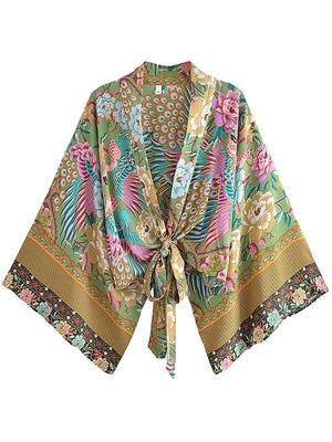 1love2hugs3kisses Kimono Tie Top Mistic Peacock