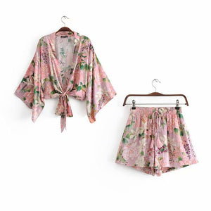 1love2hugs3kisses Kimono Tie Top Pink Flower