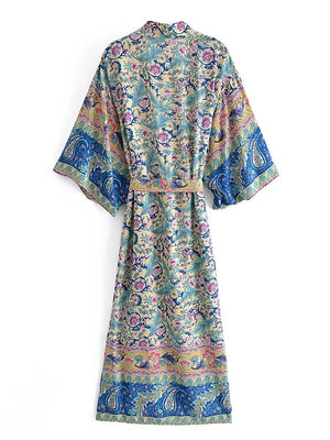 1love2hugs3kisses Long Kimono Floral Pink Blue