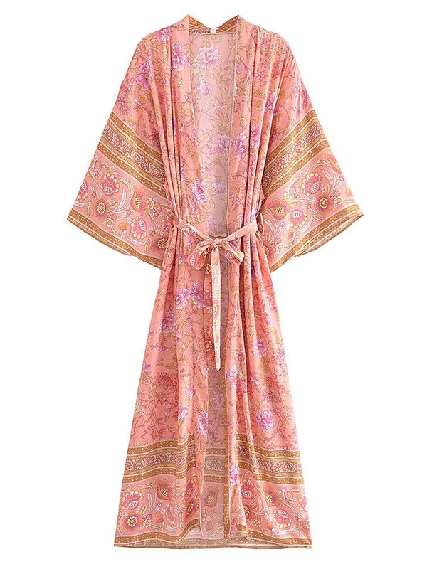 1love2hugs3kisses Long Kimono Floral Pink
