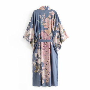 1love2hugs3kisses Long Kimono Peacock Blue