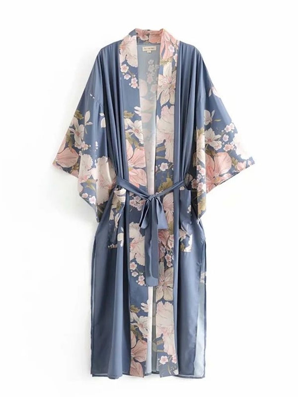 1love2hugs3kisses Long Kimono Peacock Blue