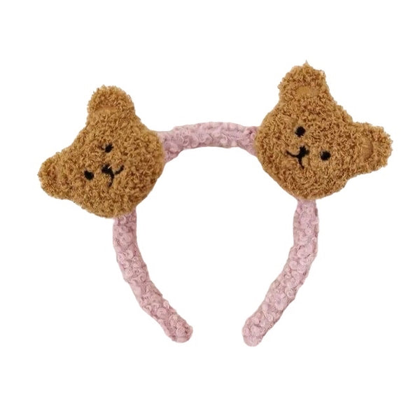 1love2hugs3kisses Plush Kids Headband Pink Bear