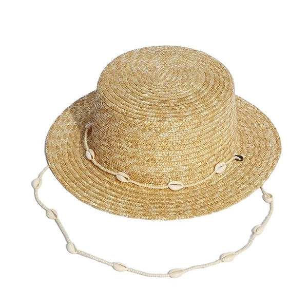 1love2hugs3kisses Seashells Boater Straw Hat