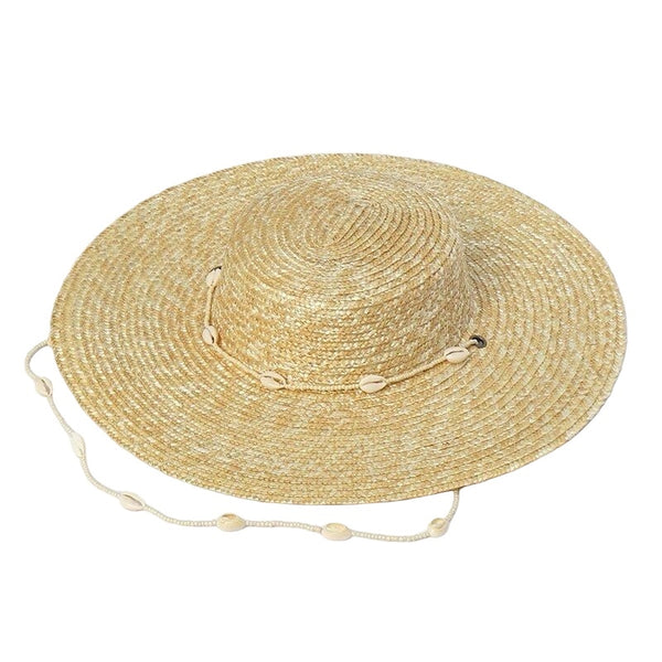 1love2hugs3kisses Seashells Wide Brimmed Boater Straw Hat