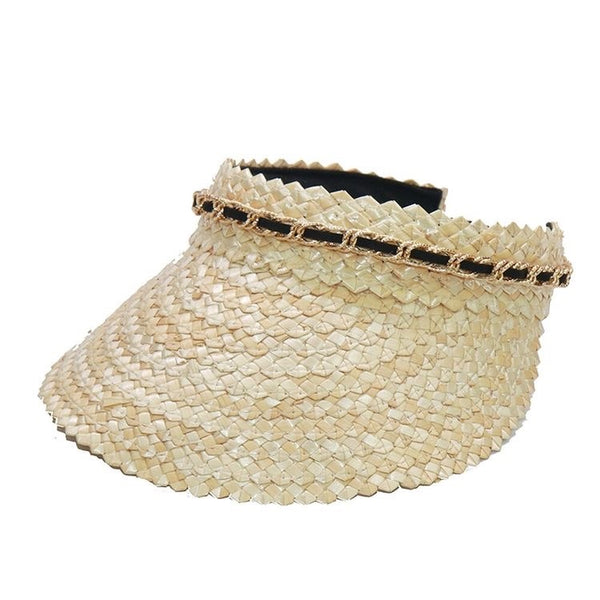 1love2hugs3kisses Womens Straw Visor Natural With Chain