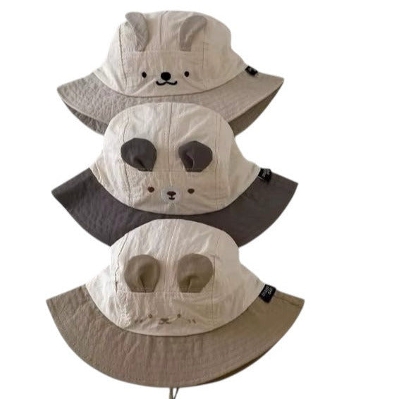 1love2hugs3kisses Baby Panda Bucket Hat With Ears Dark Grey