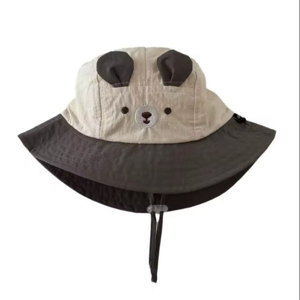 1love2hugs3kisses Baby Panda Bucket Hat With Ears Dark Grey