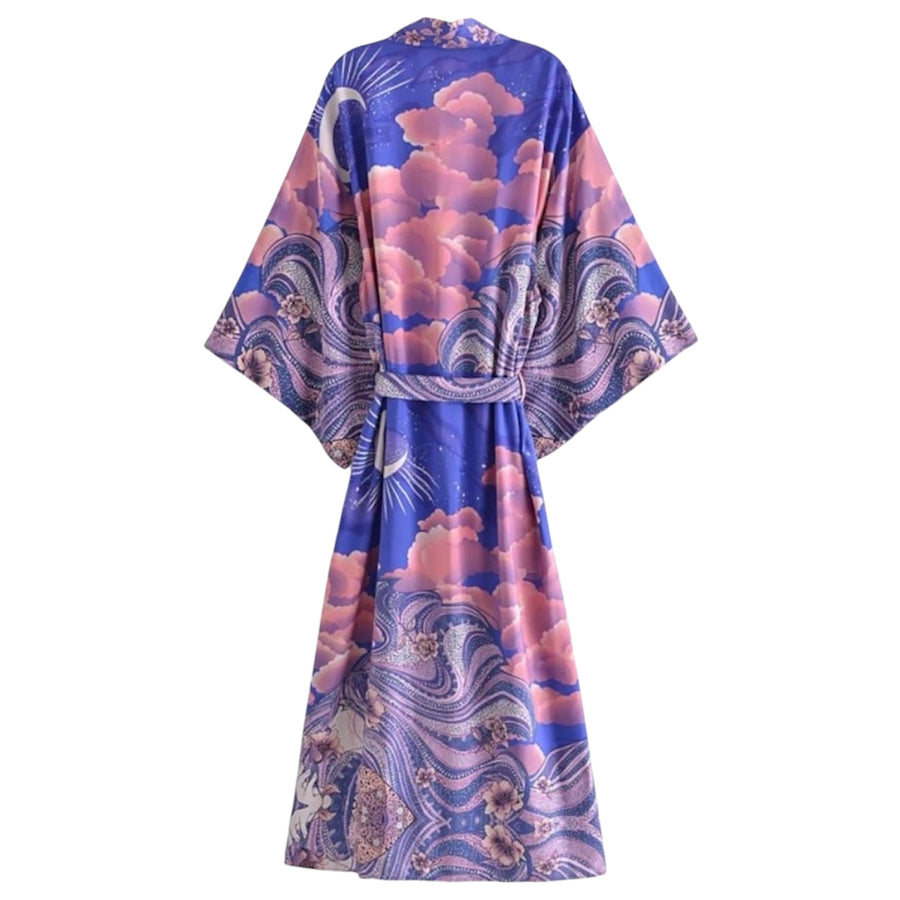 Long Bohemian Moon Kimono - Deep Blue