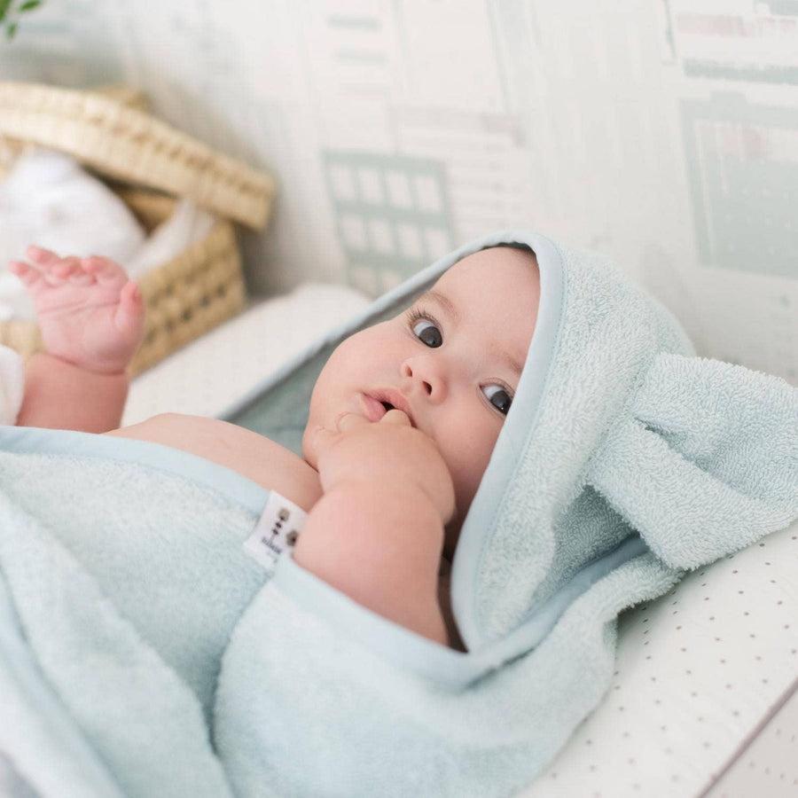 Summerville Organic Hooded Baby Towel Rabbit - Ice Blue