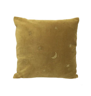 A-La Velvet Cushion Moon + Stars Mustard 