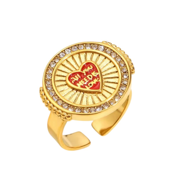 All You Need is Love Medallion Ring - Gold available at 1love2hugs3kisses ibiza