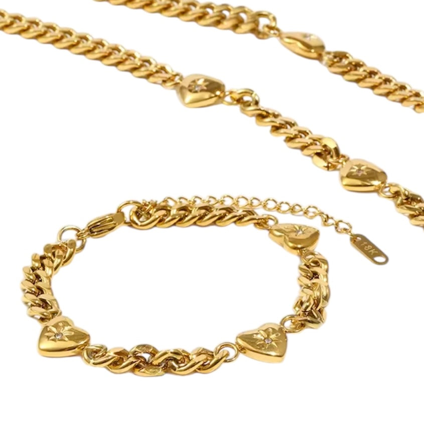 Heart North Star Bracelet – Gold