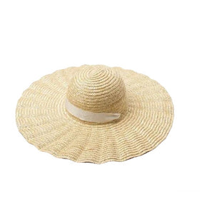 1love2hugs3kisses Scalloped Dolce Straw Hat Natural Cream Ribbon