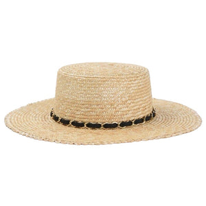 1love2hugs3kisses Straw Hat Natural with chain.