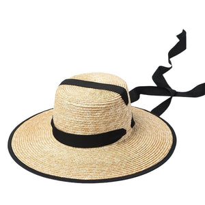 1love2hugs3kisses Straw Hat Natural with black double ribbon.