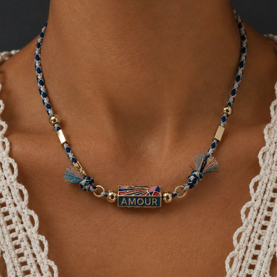 Bohemian Amour Locket Necklace - Purple