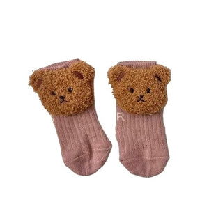 1Love 2Hugs 3Kisses Bear Baby Socks Pink