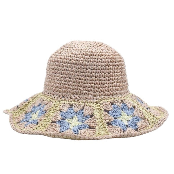 1love2hugs3kisses Crochet Bucket Hat Flower Pink-Blue