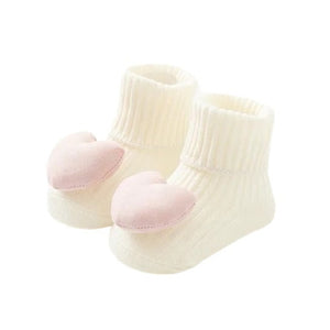 Heart Baby Anti Slip Socks White