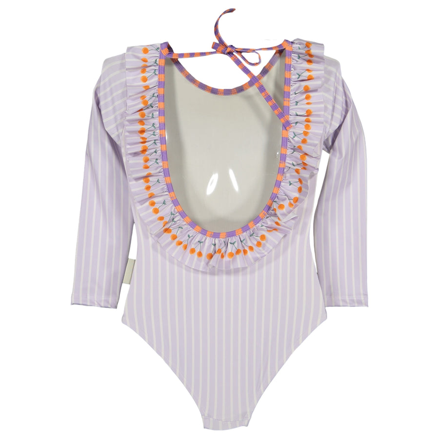 Paper Boat Long Sleeve Swimsuit - Lavander Cherry